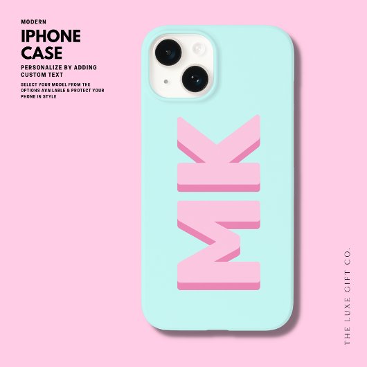 Vet Modern Eenvoudig Roze Initialen Monogram Case-Mate iPhone Case