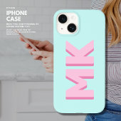 Vet Modern Eenvoudig Roze Initialen Monogram Case-Mate iPhone Case