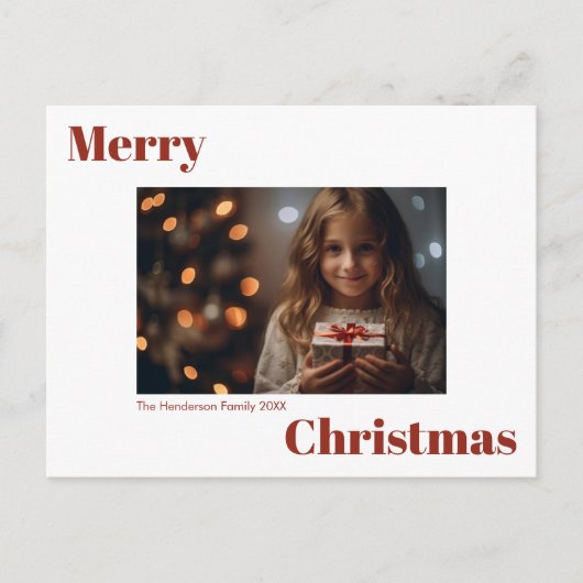 Vet Modern Eenvoudig Vrolijk Kerstfeest 1 Foto Briefkaart (Voorkant)