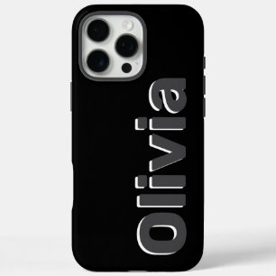 Vet Modern Eenvoudig Zwart & Grijs Naam iPhone 16 Pro Max Hoesje