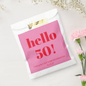 Vet Modern Esthetisch Roze en Rood 50ste Verjaarda Bedankzakje (Gezegeld)