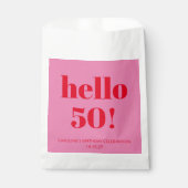 Vet Modern Esthetisch Roze en Rood 50ste Verjaarda Bedankzakje (Voorkant)