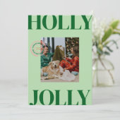 Vet Modern Familie Foto Schattige Stamp Holiday Ka Feestdagenkaart (Staand voorkant)
