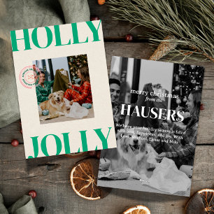 Vet Modern Familie Foto Schattige Stamp Holiday Ka Feestdagenkaart