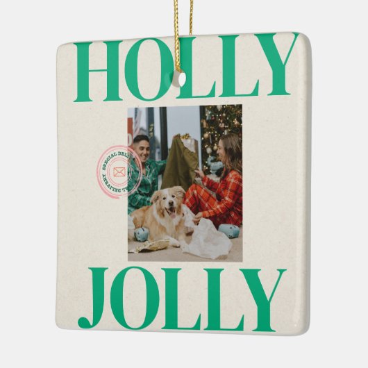 Vet Modern Familie Foto Schattige Stamp Holiday Ka Keramisch Ornament (Links)