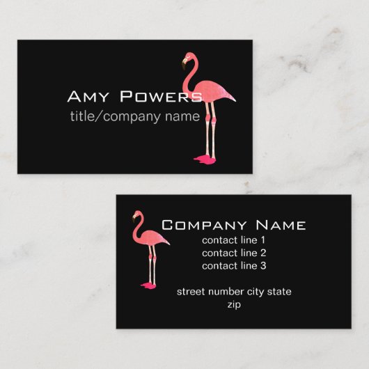 Vet Modern Flamingo Roze en Zwart Visitekaartje (Voorkant / Achterkant)