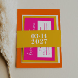 Vet Modern Geel Levendige Bruiloft Uitnodiging Uitnodigingen Wikkel