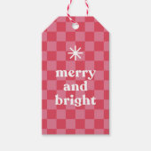 Vet Modern Geruit Vrolijk & Helder Kerstmis Cadeaulabel (Voorkant)