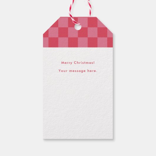 Vet Modern Geruit Vrolijk & Helder Kerstmis Cadeaulabel (Achterkant)