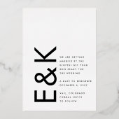 Vet Modern Goud Foto Monogram Save Our Date Folie Uitnodiging (Achterkant)