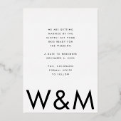 Vet Modern Goud Foto Monogram Save The Date Folie Uitnodiging (Achterkant)