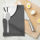 vet, modern grijs en wit met aangepaste tekst theedoek (Quarter Fold)