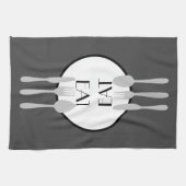 vet, modern grijs en wit met aangepaste tekst theedoek (Horizontaal)