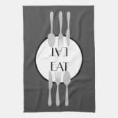 vet, modern grijs en wit met aangepaste tekst theedoek (Verticaal)