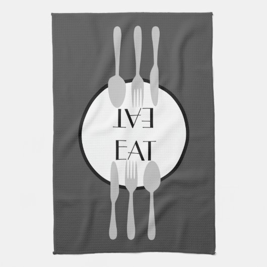 vet, modern grijs en wit met aangepaste tekst theedoek (Verticaal)