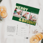 Vet Modern Groen 3 Foto Vrolijk en helder goud Folie Feestdagen Briefkaart<br><div class="desc">Stuur dit vakantieseizoen warme wensen met dit bijzondere en schattige, gewaagde groene 3 foto vrolijke en felgouden folie vakantie briefkaart. Het eenvoudige en minimalistische ontwerp bevat boho-geïnspireerde elementen in gouden folie. Vier de feestelijke geest van december, dit ontwerp brengt een vrolijke en leuke touch aan elke gelegenheid. De gouden seizoenskleur...</div>