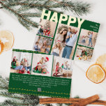 Vet Modern Groen Acht-foto Happy Gold Folie Feestdagenkaart<br><div class="desc">Stuur dit vakantieseizoen hartelijke wensen met deze bijzondere en leuke, gedurfde groene acht-foto happy gold folie vakantiepas. Het eenvoudige en minimalistische ontwerp bevat boho-geïnspireerde elementen in gouden folie. Vier de feestelijke geest van december, dit ontwerp brengt een vrolijke en leuke touch aan elke gelegenheid. De gouden seizoenskleuren en creatieve bewoordingen...</div>