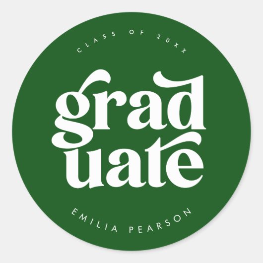 Vet, modern, groen Afstuderen Ronde Sticker (Voorkant)