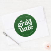 Vet, modern, groen Afstuderen Ronde Sticker (Envelop)