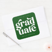 Vet, modern, groen Afstuderen Vierkante Sticker (Envelop)
