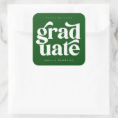 Vet, modern, groen Afstuderen Vierkante Sticker (Tas)
