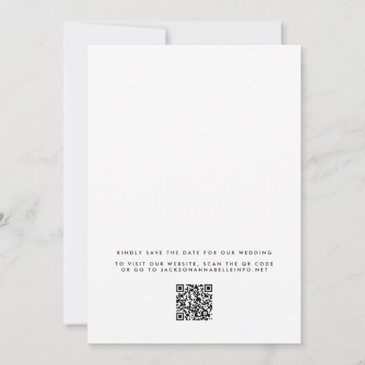 Vet Modern Groot Bruiloft Datum Zwart Foto QR Code Save The Date (Achterkant)