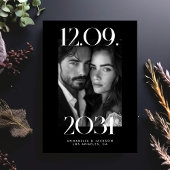 Vet Modern Groot Bruiloft Datum Zwart Foto QR Code Save The Date