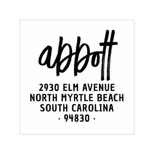 Vet modern Handgeschreven familienaam Retouradres Zelfinktende Stempel (Design)