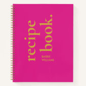 Vet Modern Hot Roze Typografie Recept Boek (Voorkant)