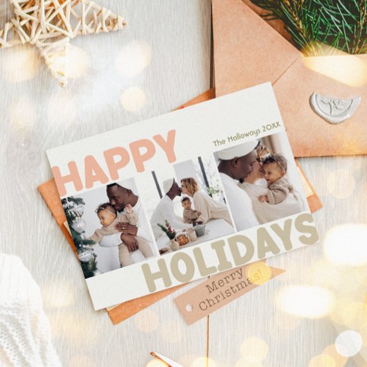 Vet Modern Jaar In Review Drie Foto Happy Feestdagenkaart