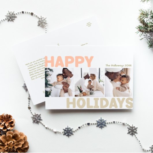 Vet Modern Jaar in Review drie Foto Happy Feestdagenkaart