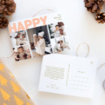 Vet Modern Jaar in Review vijf Foto Happy Feestdagenkaart<br><div class="desc">Stuur dit vakantieseizoen hartelijke wensen met dit bijzondere en leuke, gedurfde moderne jaar in review happy holiday briefkaart. Het eenvoudige en minimalistische ontwerp bevat boho-geïnspireerde elementen in lichtroze, pastelkoraal, salie groen, blush en perzikkleur. Vier de feestelijke geest van december, dit ontwerp brengt een vrolijke en leuke touch aan elke gelegenheid....</div>