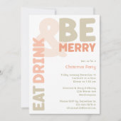 Vet Modern Kerst Eet Drink En Wees Vrolijk Feest Kaart (Voorkant)