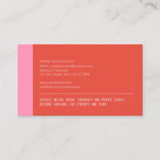 Vet Modern Kleurenblok - Roze en Rood, geen logo Visitekaartje (Voorkant)