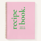 Vet Modern Kleurrijk Eenvoudig Roze en Groen Recep Notitieboek (Voorkant)