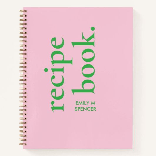 Vet Modern Kleurrijk Eenvoudig Roze en Groen Recep Notitieboek (Voorkant)