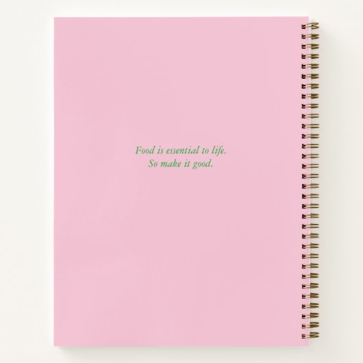 Vet Modern Kleurrijk Eenvoudig Roze en Groen Recep Notitieboek (Achterkant)