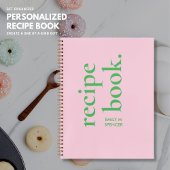 Vet Modern Kleurrijk Eenvoudig Roze en Groen Recep Notitieboek