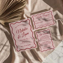 Vet Modern Kleurrijke Whimsical Retro Funky Weddin Kaart