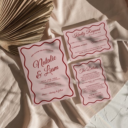 Vet Modern Kleurrijke Whimsical Retro Funky Weddin Kaart