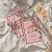 Vet Modern Kleurrijke Whimsical Retro Funky Weddin Kaart