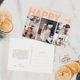 Vet Modern Koraal Jaar in de Review Vijf Foto Happ Feestdagenkaart