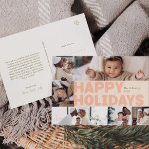 Vet Modern Koraal Jaar In Review Six-Photo Happy Feestdagenkaart