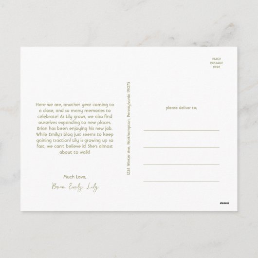 Vet Modern Koraal Jaar In Review Six-Photo Happy Feestdagenkaart (Achterkant)