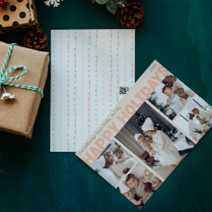 Vet Modern Koraal Vijf Foto Gelukkig Feestdagenkaart