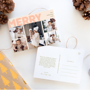 Vet Modern Koraal Vrolijk Jaar in Review Vijf Foto Feestdagenkaart