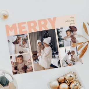 Vet Modern Koraal Vrolijk Jaar In Review Vijf Foto Feestdagenkaart