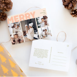 Vet Modern Koraal Vrolijk Jaar in Review Vijf Foto Feestdagenkaart