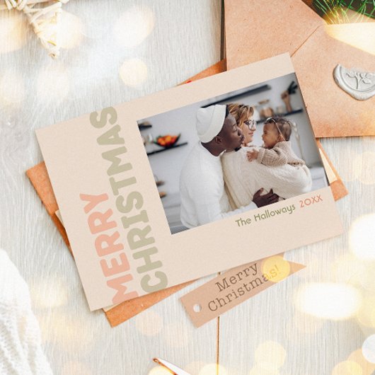 Vet Modern Koraal Vrolijk Kerstfeest Vier Foto Feestdagenkaart