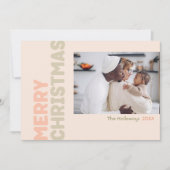 Vet Modern Koraal Vrolijk Kerstfeest Vier Foto Feestdagenkaart (Voorkant)